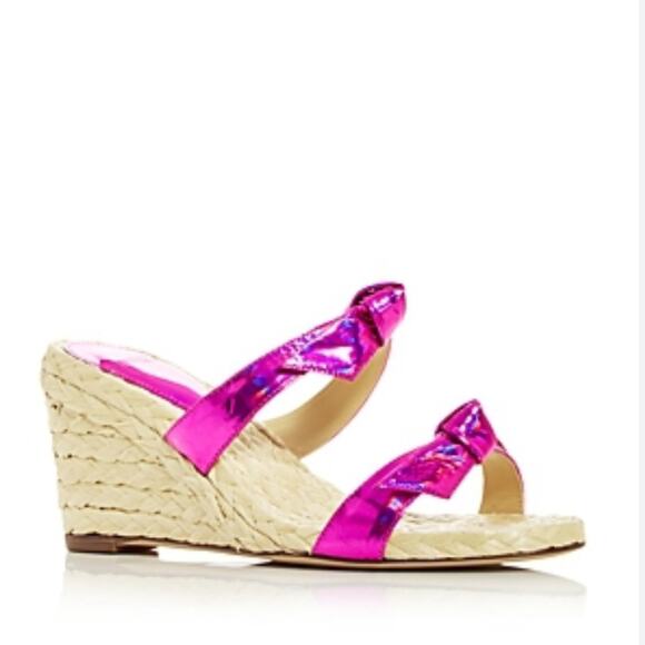 ALEXANDRE BIRMAN Clarita Espadrille Wedge Slide Sandals hot pink natural Sz 40 - Picture 1 of 5